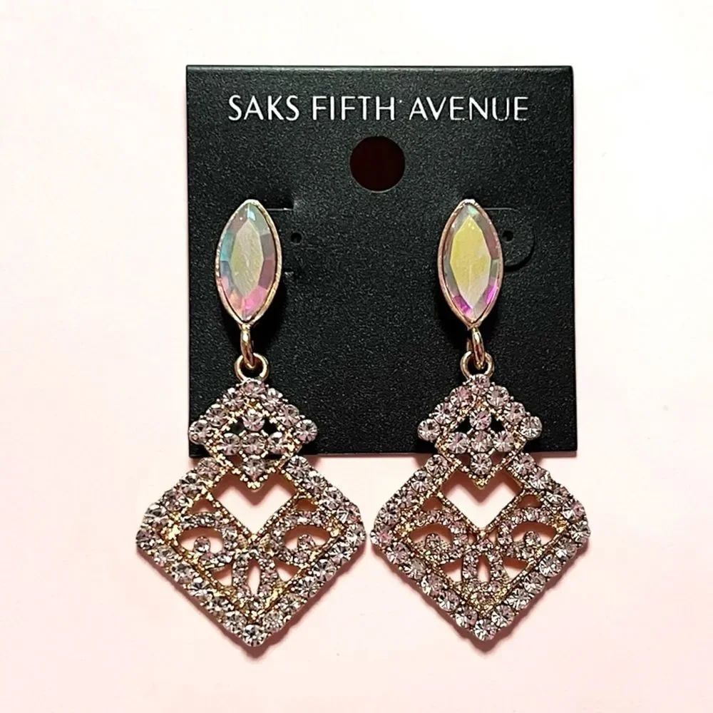 💎2/$30💎 Saks Fifth Avenue Iridescent Filigree Crystal Drop Earrings